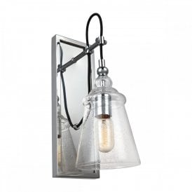 LORAS 1 Light Wall Light | Chrome | Clear Seeded Glass