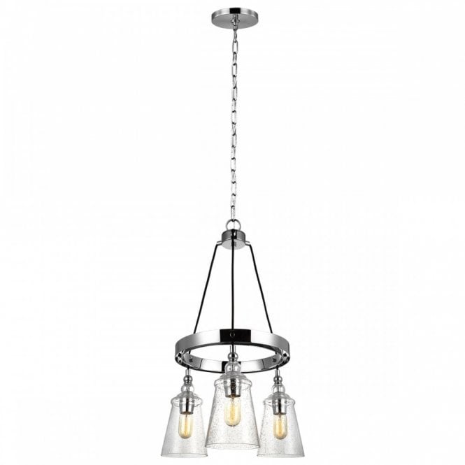 LORAS 3 Light Chandelier | Chrome | Clear seeded Glass