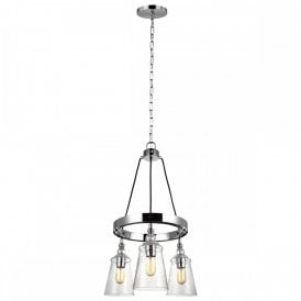 LORAS 3 Light Chandelier | Chrome | Clear seeded Glass