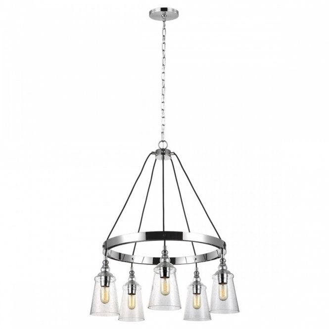 LORAS 5 Light Chandelier | Chrome | Clear Seeded Glass