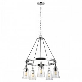 LORAS 5 Light Chandelier | Chrome | Clear Seeded Glass