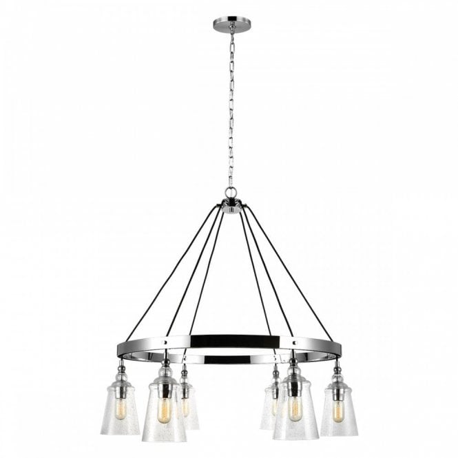 LORAS 6 Light Chandelier | Chrome | Clear Seeded Glass