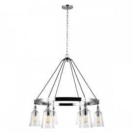 LORAS 6 Light Chandelier | Chrome | Clear Seeded Glass