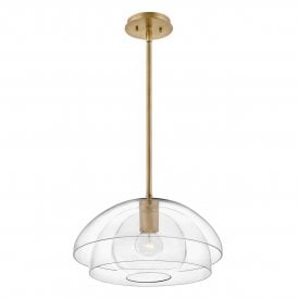 LOTUS Pendant / Semi-flush Light in Brass with Clear Glass Shade