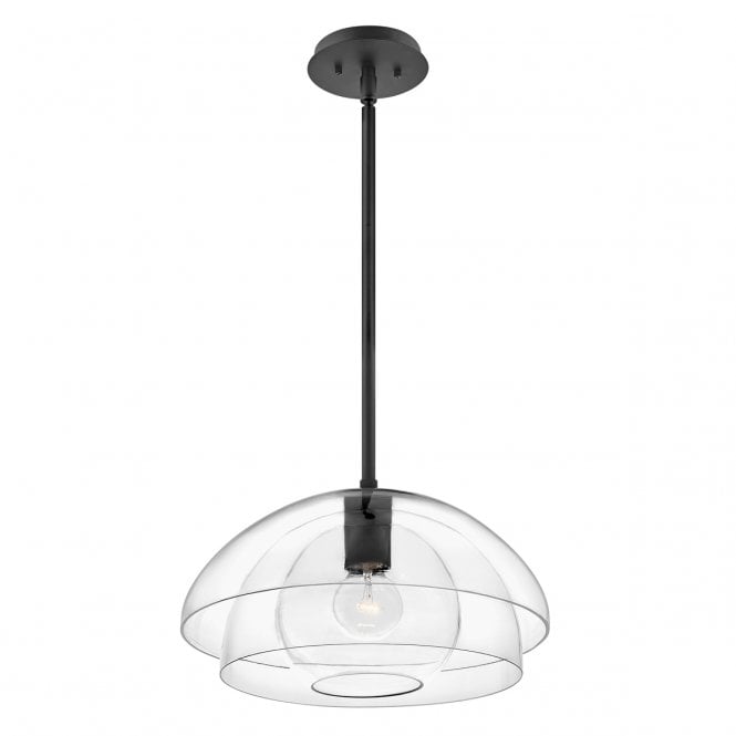 LOTUS Pendant / Semi-flush Finished in Black and Clear Glass Shade