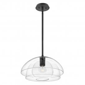 Pendant / Semi-flush Light in Black with Clear Glass Shade