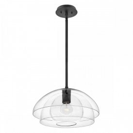 LOTUS Pendant / Semi-flush Finished in Black and Clear Glass Shade