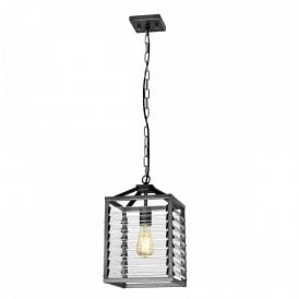 LOUVRE 1 Light Ceiling Pendant Light | Gunmetal Paint Finish