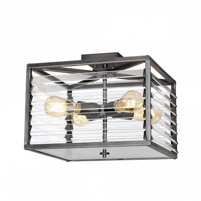 LOUVRE 4 Light Flush Ceiling Light | Gunmetal Finish