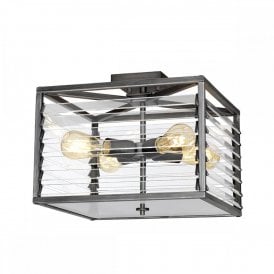 LOUVRE 4 Light Flush Ceiling Light | Gunmetal Finish