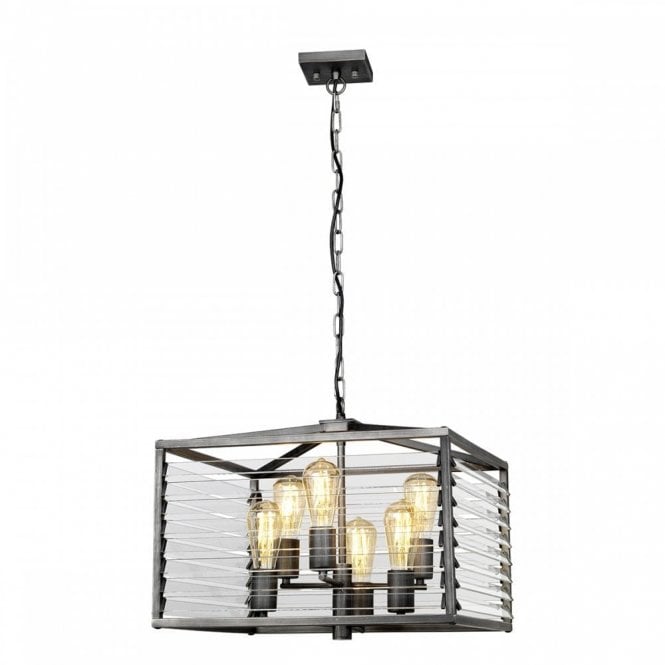 LOUVRE 6 Light Ceiling Pendant Light | Gunmetal Finish