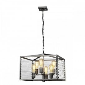 LOUVRE 6 Light Ceiling Pendant Light | Gunmetal Finish