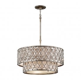 LUCIA 2 tier pendant chandelier in burnished silver dressed with Bauhinia crystals