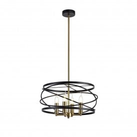 LUCIA 4 light ceiling pendant in black and satin gold