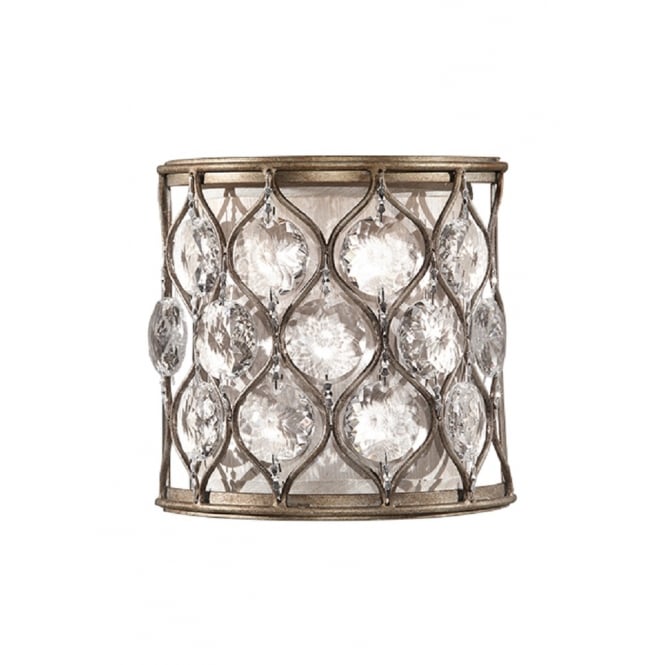 LUCIA curved wall light in burnished silver dressed with Bauhinia crystals