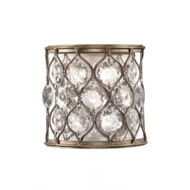LUCIA curved wall light in burnished silver dressed with Bauhinia crystals
