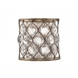LUCIA curved wall light in burnished silver dressed with Bauhinia crystals