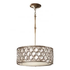 Drum Ceiling Chandelier In Burnished Silver Dressed With Bauhinia Crystals