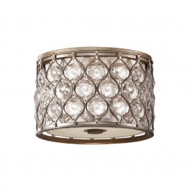 LUCIA flush fit low ceiling light in burnished silver dressed with Bauhinia crystals