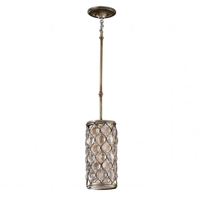 LUCIA mini chandelier style pendant in burnished silver dressed with Bauhinia crystals