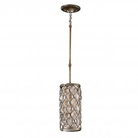 Mini Chandelier Style Pendant In Burnished Silver Dressed With Bauhinia Crystals