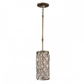 LUCIA mini chandelier style pendant in burnished silver dressed with Bauhinia crystals