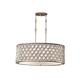 Oval Ceiling Chandelier In Burnished Silver Dressed With Bauhinia Crystals