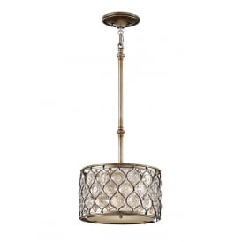 Small Drum Ceiling Chandelier In Burnished Silver Dressed With Bauhinia Crystals