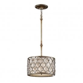 LUCIA small drum ceiling chandelier in burnished silver dressed with Bauhinia crystals