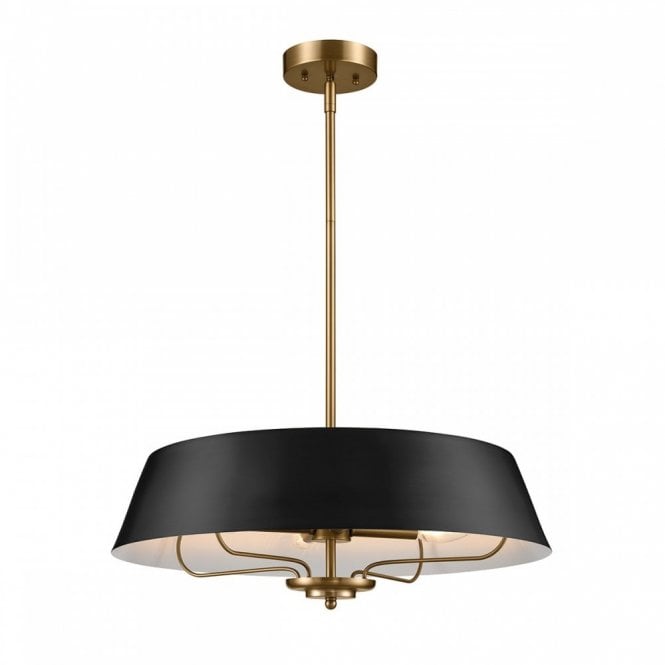 Luella 4lt Duo-Mount Pendant in Black & Brass