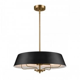 Luella 4lt Duo-Mount Pendant in Black & Brass