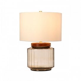 LUGA recycled amber tint glass table lamp with shade