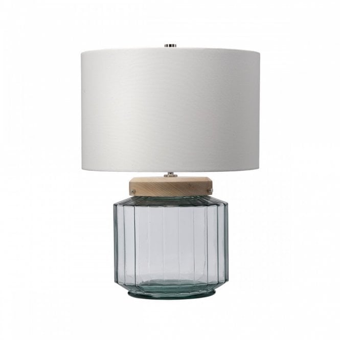 LUGA recycled clear glass table lamp with ivory shade