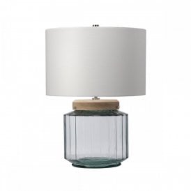 LUGA recycled clear glass table lamp with ivory shade