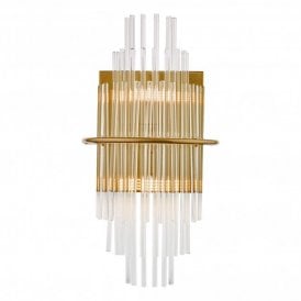 LUKAS 2 Light Wall Light Antique Gold Glass