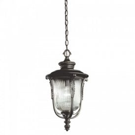 LUVERNE traditional bronze garden or porch chain lantern