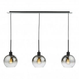 LYCIA 3 Light Bar Pendant Matt Black Ombre Smoked Glass