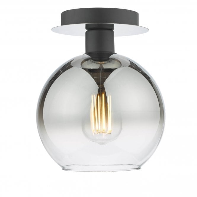 LYCIA Semi Flush Matt Black Ombre Smoked Glass