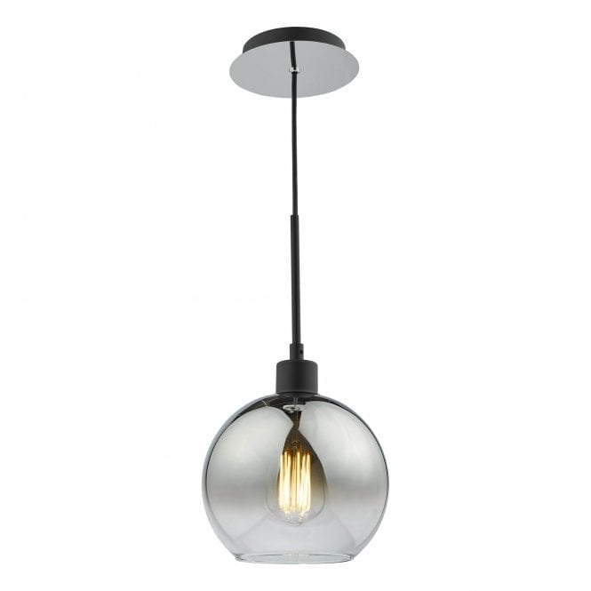 LYCIA Single Pendant Matt Black Ombre Smoked Glass