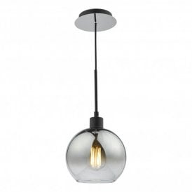 LYCIA Single Pendant Matt Black Ombre Smoked Glass