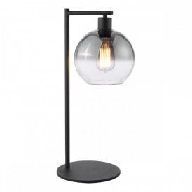 matte black table lamp with ombre smoked glass shade
