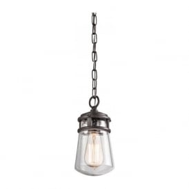 LYNDON bronze hanging porch light with seeded glass shade