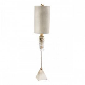 MADISON shabby chic table lamp in putty patina with gold leaf detail and crystal droplets