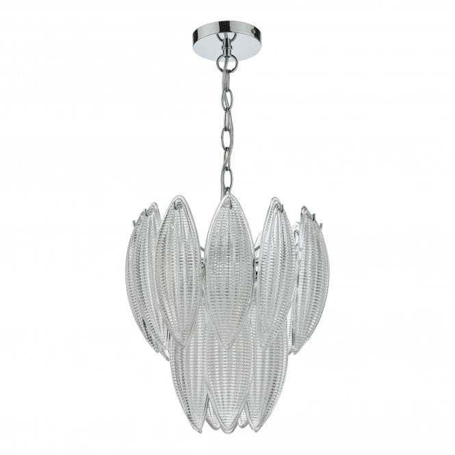 MAEVE 6 Light Pendant Polished Chrome Textured Glass