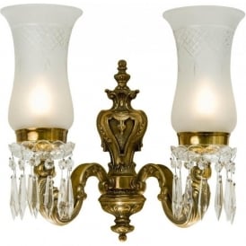 MAHARAJA cut glass double wall light with beads and droplets