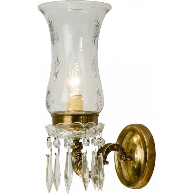 MAHARAJA single cut glass wall light with beads and droplets