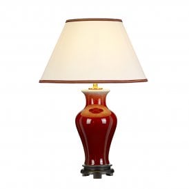 MAJIN Oriental oxblood red vase table lamp with cream shade