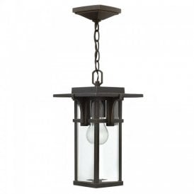 MANHATTAN bronze Art Deco style hanging porch chain lantern