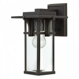 MANHATTAN bronze Art Deco style outdoor garden wall lantern - small