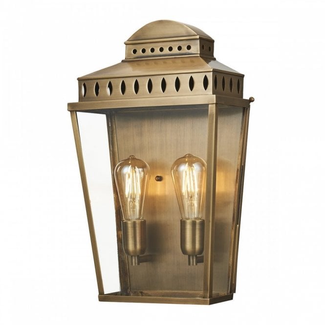 MANSION HOUSE solid aged brass Georgian outdoor wall lantern - large